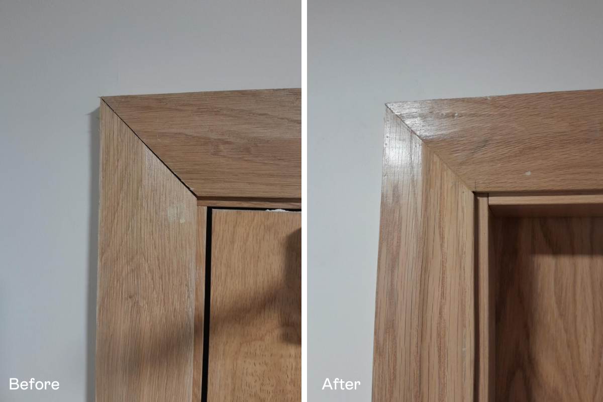 before and after door corner